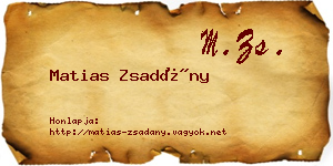 Matias Zsadány névjegykártya